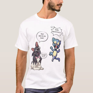 Camiseta Dibujo animado divertido de perro y gato – Bulldog