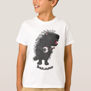 Camiseta Dibujo animado divertido de puercoespín jugando ba