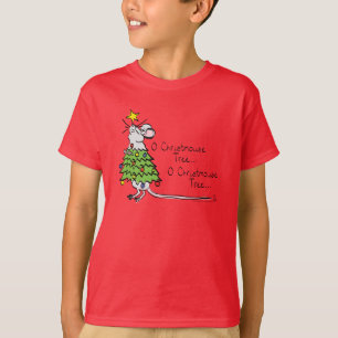 Camiseta Dibujo Animado Divertido De Ratón De Navidad
