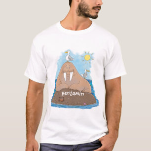 Camiseta Dibujo animado divertido de una morsa feliz