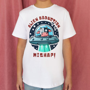 Camiseta Dibujo Animado Divertido de Vaca Abducida por Extr