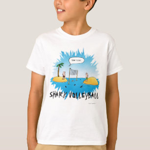Camiseta Dibujo Animado Divertido de Voleibol de Tiburón