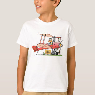 Camiseta Dibujo animado divertido del biplano del pato del