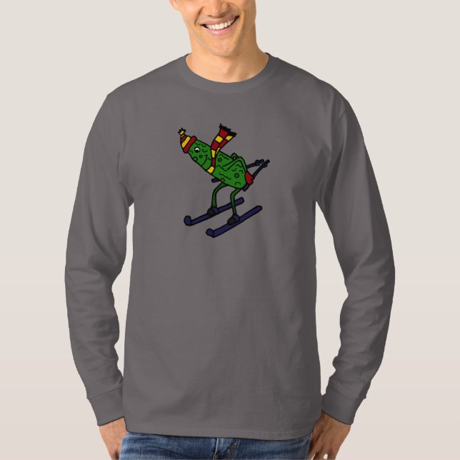 Camiseta Dibujo animado divertido del esquí de la salmuera (Anverso)