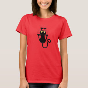 Camiseta Dibujo animado divertido del gato negro que