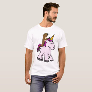 Camiseta Dibujo animado divertido del unicornio del montar