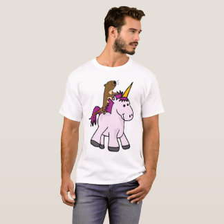 Camiseta Dibujo animado divertido del unicornio del montar