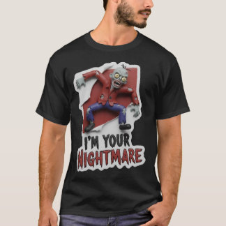 Camiseta Dibujo animado espeluznante de zombi con texto de