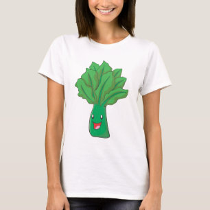 Camiseta Dibujo animado feliz de la verdura de la espinaca
