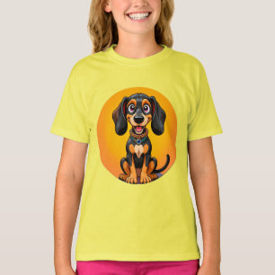 Camiseta Dibujo Animado Feliz Perro Colorido