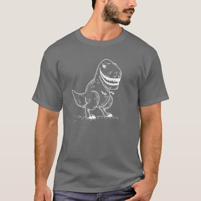 Camiseta Dibujo animado fresco malo del dinosaurio T Rex (Anverso)