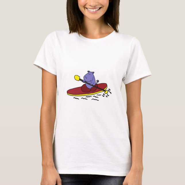 Camiseta Dibujo animado Kayaking del hipopótamo divertido (Anverso)