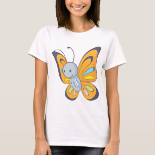 Camiseta Dibujo animado lindo de la mariposa del bebé