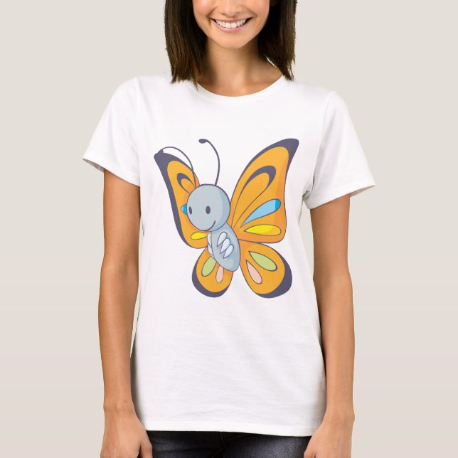 Camiseta Dibujo animado lindo de la mariposa del bebé (Anverso)