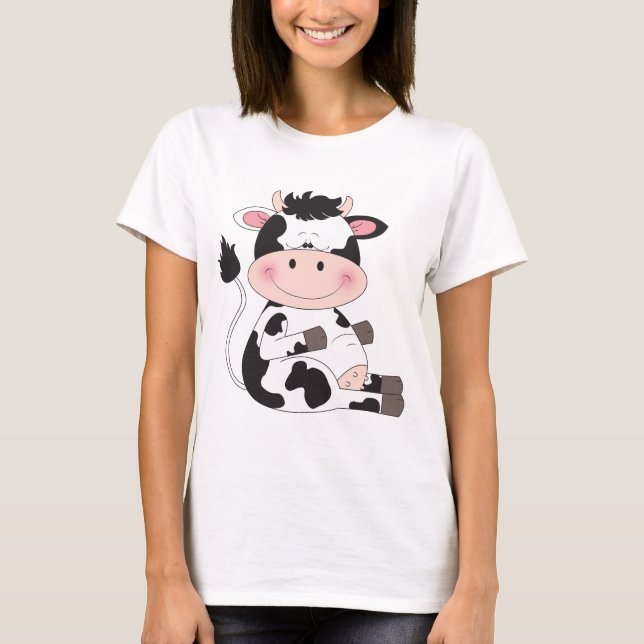 Camiseta Dibujo animado lindo de la vaca del bebé (Anverso)