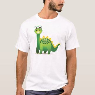 Camiseta Dibujo animado lindo del dinosaurio verde