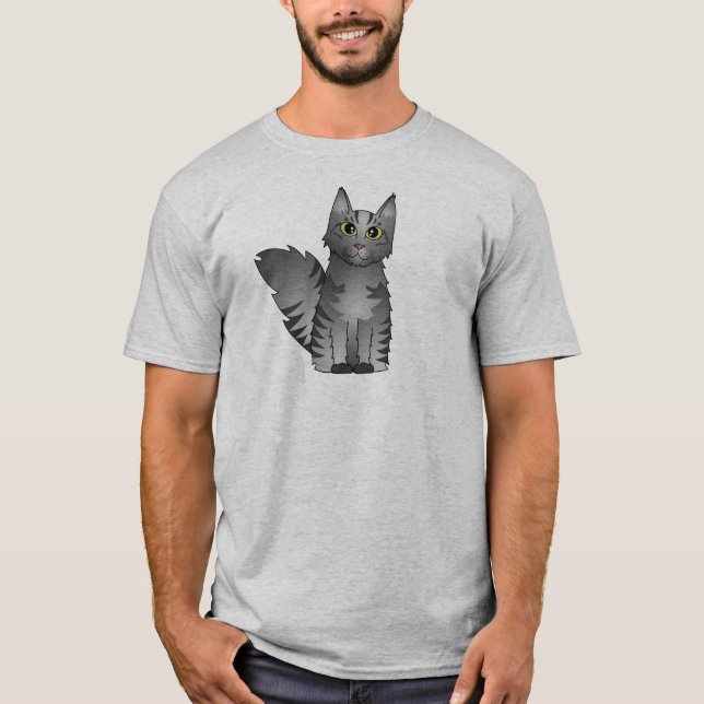 Camiseta Dibujo animado lindo del gato de Coon de Maine - (Anverso)