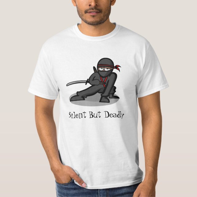 Camiseta Dibujo animado Ninja "silencioso pero muerto " (Anverso)
