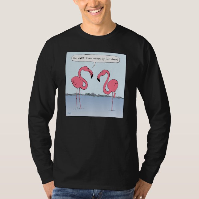 Camiseta Dibujo animado rosado chistoso de los flamencos (Anverso)