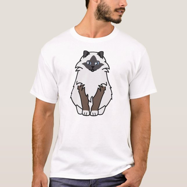 Camiseta Dibujo animado sagrado del gato de Birman (Anverso)