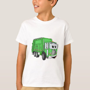 Camiseta Dibujo animado sonriente verde claro del camión de