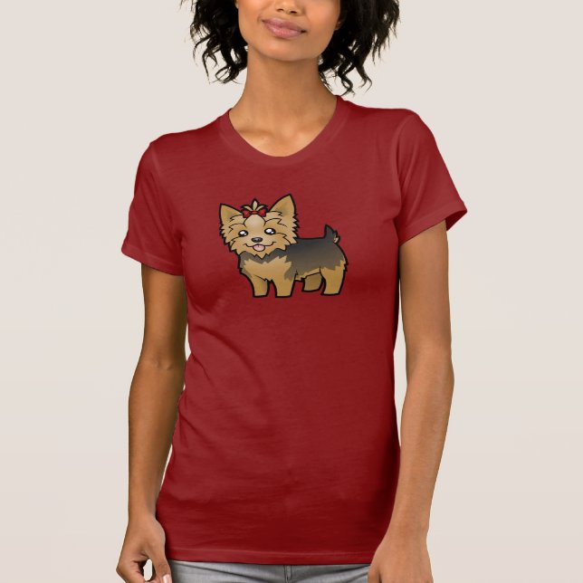Camiseta Dibujo animado Yorkshire Terrier (pelo corto con (Anverso)