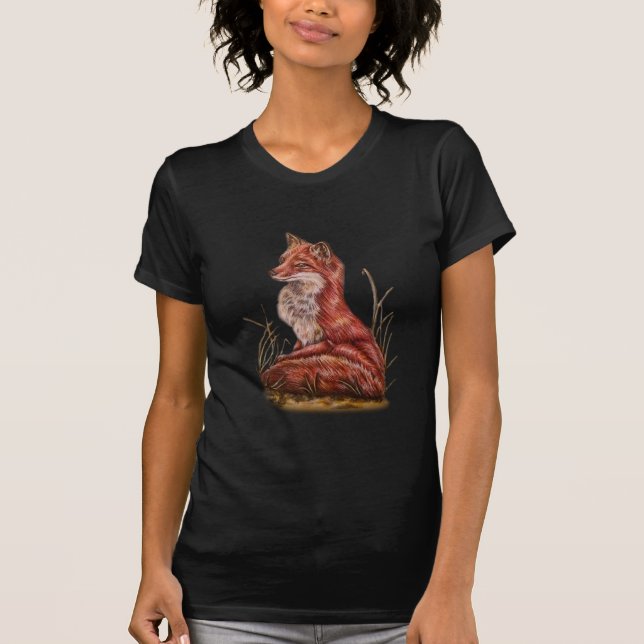 Camiseta Dibujo animal rojo del arte del Fox (Anverso)