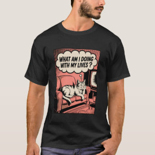 Camiseta Dibujo Antiguo de Gato Divertido Meme ¿Qué Estoy H