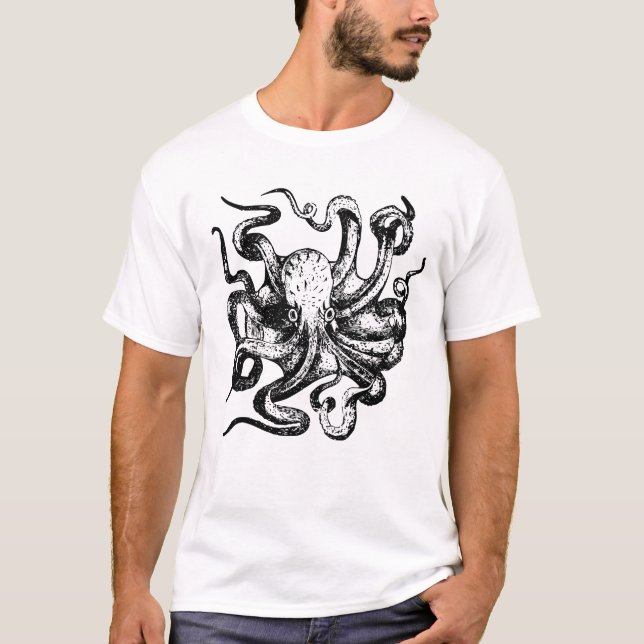 Camiseta Dibujo antiguo del pulpo (Anverso)