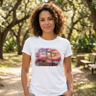 Camiseta Dibujo Artístico de Bombas Petrolíferas Patriótica