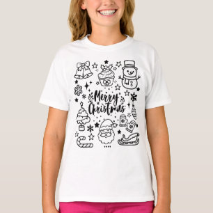 Camiseta Dibujo Artístico de Feliz Navidad Adorable