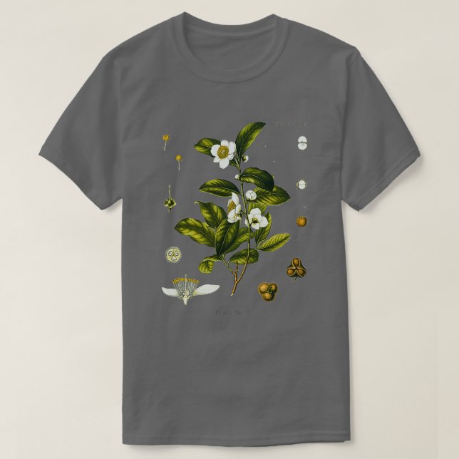 Camiseta Dibujo biológico de la planta de té Camellia Sinen (Diseño del anverso)