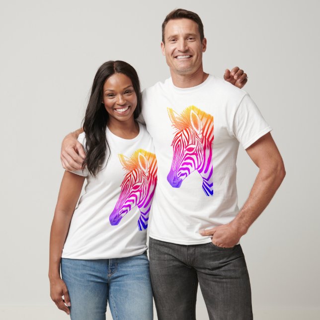 Camiseta Dibujo cebra negrita y colorido (Unisexo)