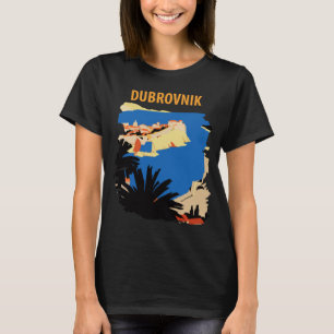 Camiseta Dibujo Ciudad Antigua Fortaleza Dubrovnik Azul Via