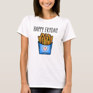 Camiseta Dibujo con chiste de papas fritas Feliz Viernes