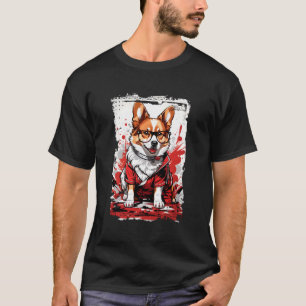 Camiseta Dibujo Cubierto De Un Cachorro Y Gafas Corgi En Ro