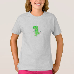 Camiseta Dibujo de acuarela de dinosaurios verdes