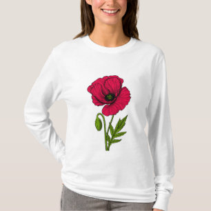 Camiseta Dibujo de amapola roja