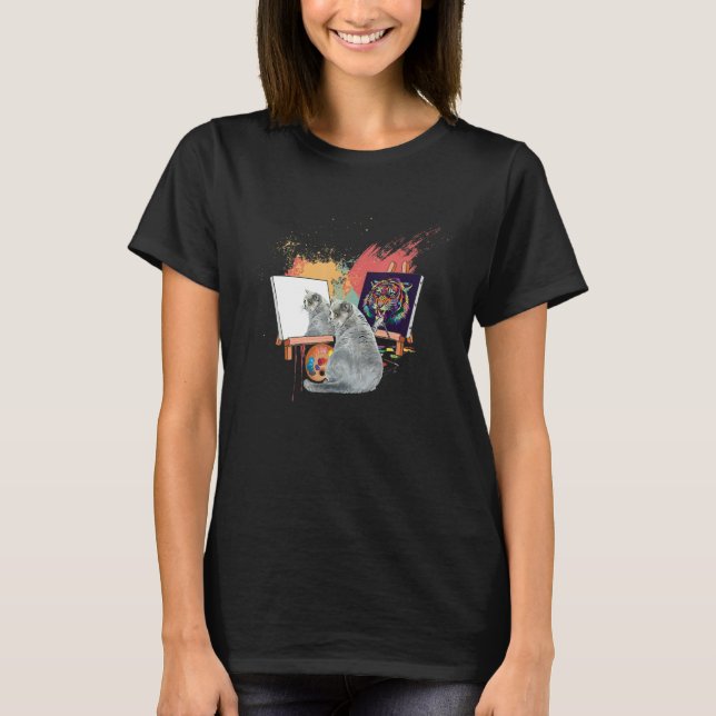 Camiseta Dibujo de animales artísticos de león para pintar  (Anverso)