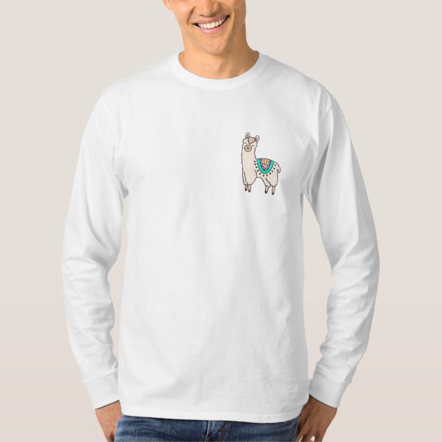 Camiseta dibujo de animales personalizados de llama feliz s (Anverso)