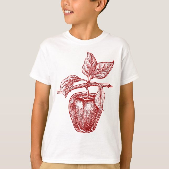 Camiseta Dibujo de Apple red Retro Vintage - Apple (Anverso)
