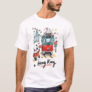 Camiseta Dibujo de arte adorable del tranvía de Hong Kong