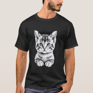 Camiseta Dibujo de Arte de Gato Gatito Blanco y Negro Reali
