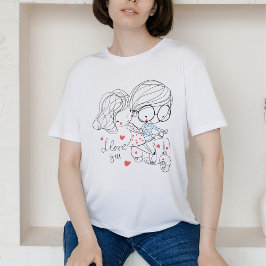 Camiseta Dibujo de arte de la línea de retrato de pareja de