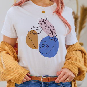 Camiseta Dibujo de arte de la línea de retrato facial minim