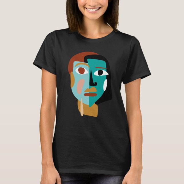 Camiseta Dibujo de arte de la línea de retrato facial minim (Anverso)