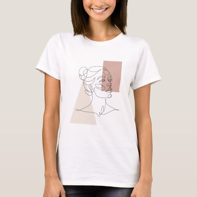 Camiseta Dibujo de arte de la línea de retrato facial minim (Anverso)
