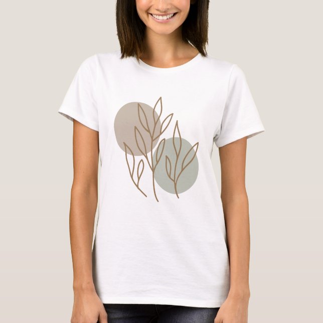 Camiseta Dibujo de arte de líneas florales de abstracto Min (Anverso)