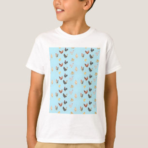 Camiseta Dibujo de arte de pollo de acuarela azul lindo