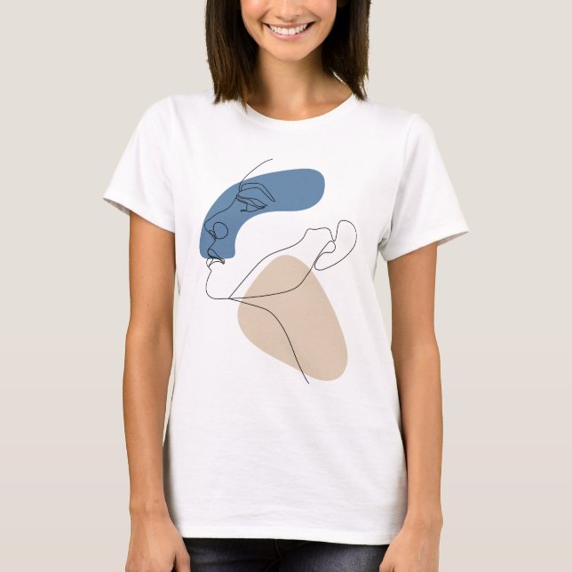 Camiseta Dibujo de arte en línea Mujer retrato facial (Anverso)